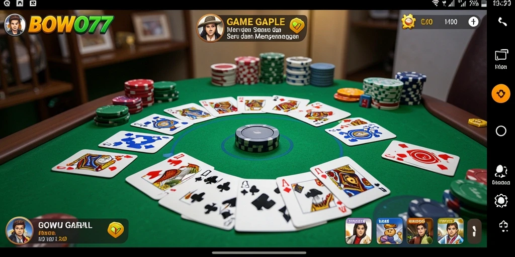 Screenshot gameplay BOWO77 menampilkan momen seru bermain Gaple.