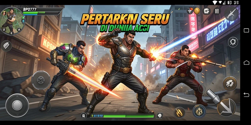 Tangkapan layar permainan BPO777 menampilkan aksi pertempuran yang intens.
