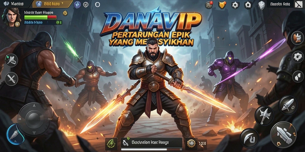 Tampilan gameplay pertarungan seru dan dramatis di DANAVIP.