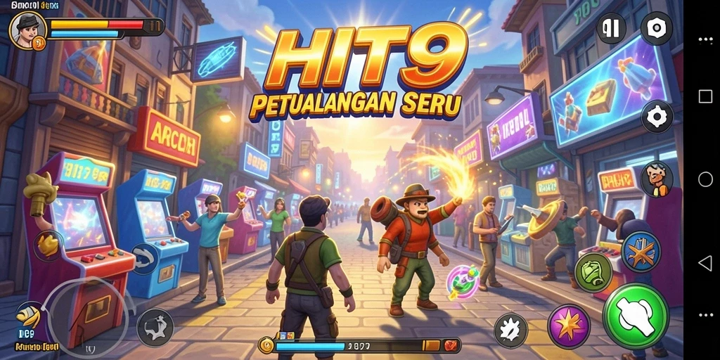 Screenshot utama HIT9 menampilkan gameplay seru dengan grafis penuh warna.