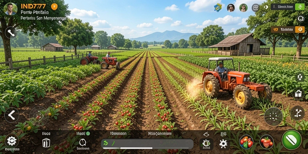 Tampilan gameplay pertanian yang memukau dan interaktif.