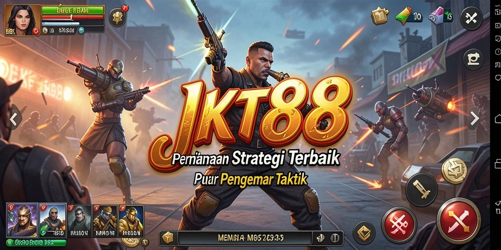 Screenshot utama JKT88 menampilkan aksi pertempuran strategi yang mendebarkan.