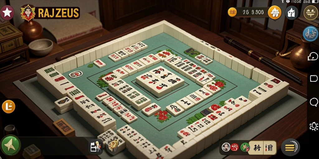 Tampilan permainan Mahjong yang memukau di RAJAZEUS.