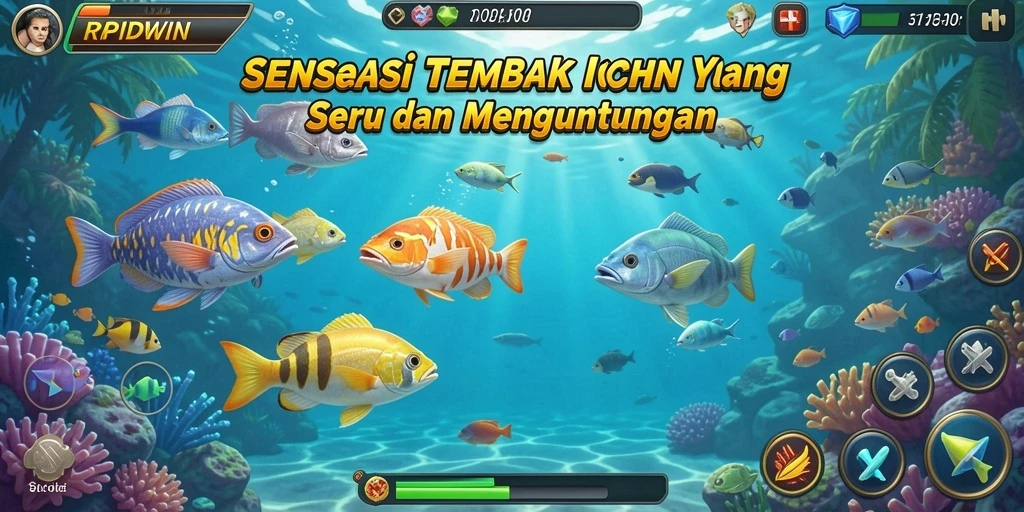 Tampilan gameplay RPIDWIN dengan aksi menembak ikan yang seru.