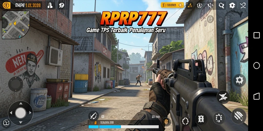 Tangkapan layar utama RPRP777 menunjukkan aksi pertempuran yang seru dalam game TPS.