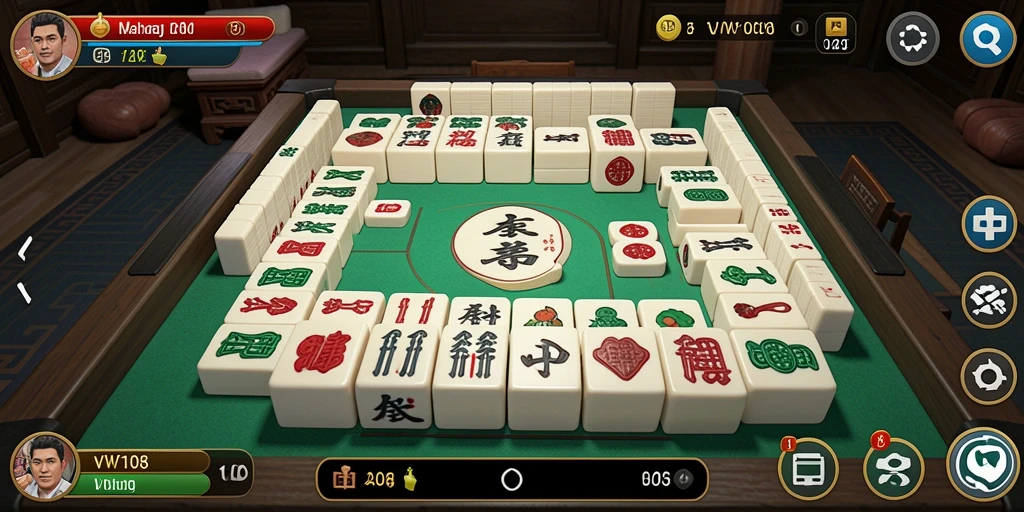 Screenshot gameplay VW108 menampilkan keseruan Mahjong.