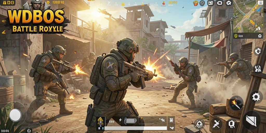 Menampilkan aksi pertempuran intens dalam WDBOS Battle Royale.