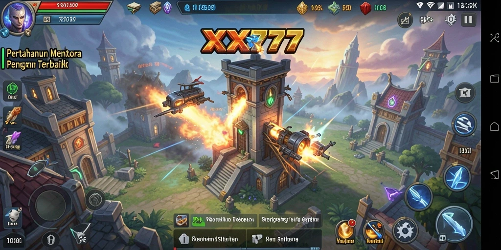 Tampilan gameplay XXX777 yang menarik dan penuh strategi Tower Defense.